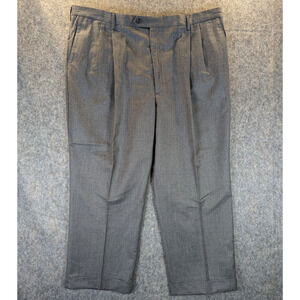 H. Stockton Atlanta Dress Pants 46 Men's 100% Wool Gray Pleated High-Rise Slacks